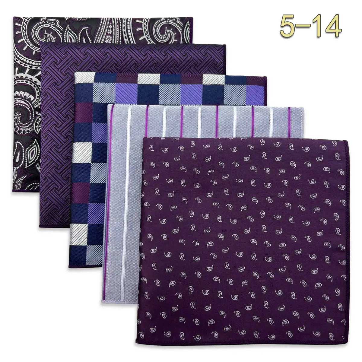 5 Pieces Colorful Assorted Mens Pocket Square Classic Handkerchief Set Gift