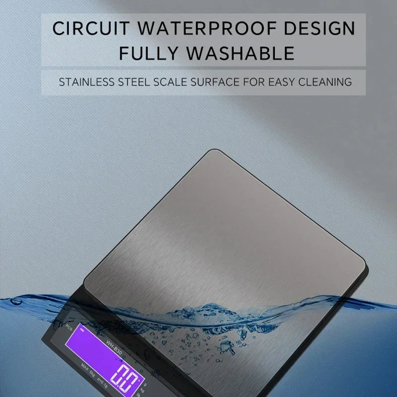 Digital Electronic Kitchen Scale 5kg/0.1g 10kg/1g Stainless Steel Rechargeable High Accurate  Auto Power Off Unit Conversion
