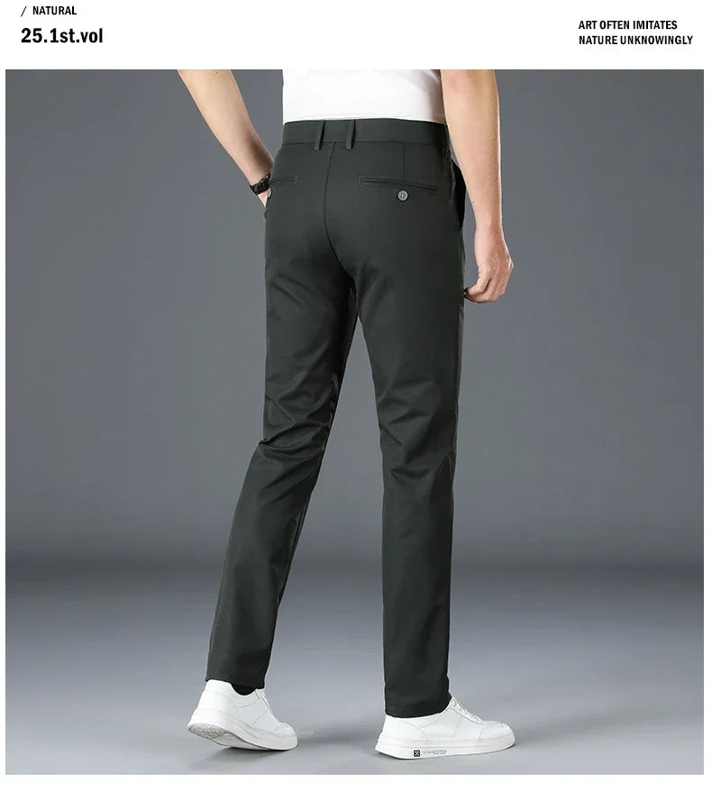 2024 Spring Autumn Men's Casual Pants Man Slim Fit Chinos Fashion Trousers Male Formal Trousers Brand Clothing Plus Size 30-40