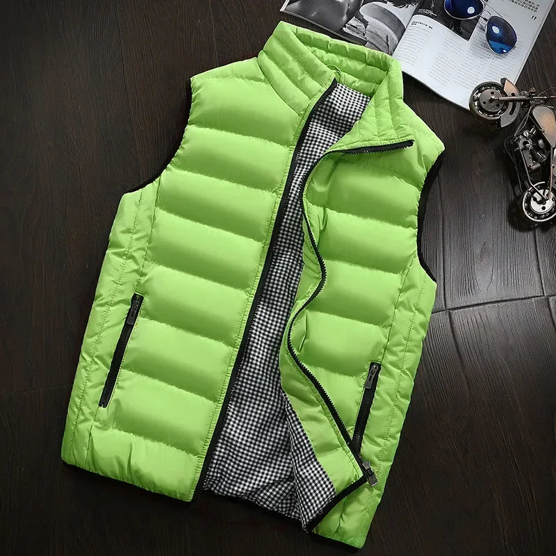 New Autumn Casual Sleeveless Vest Men Jacket Fashion Warm Windproof Cotton Coat Male Winter High Quality Clothing Men Waistcoat