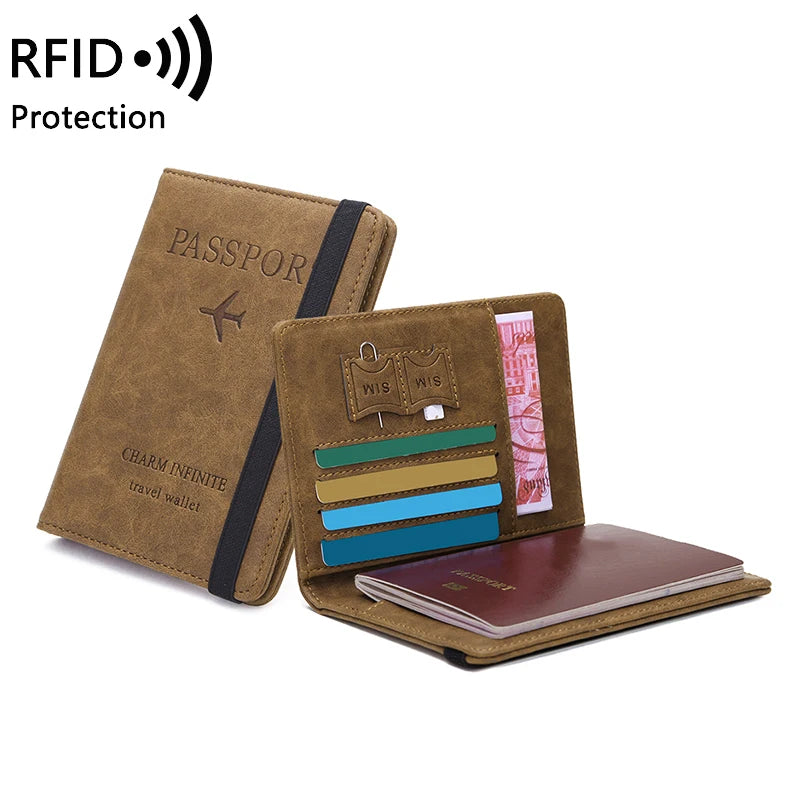 RFID anti-theft brush passport bag ticket document storage bag simple fashion card bag multi-functional travel passport holder