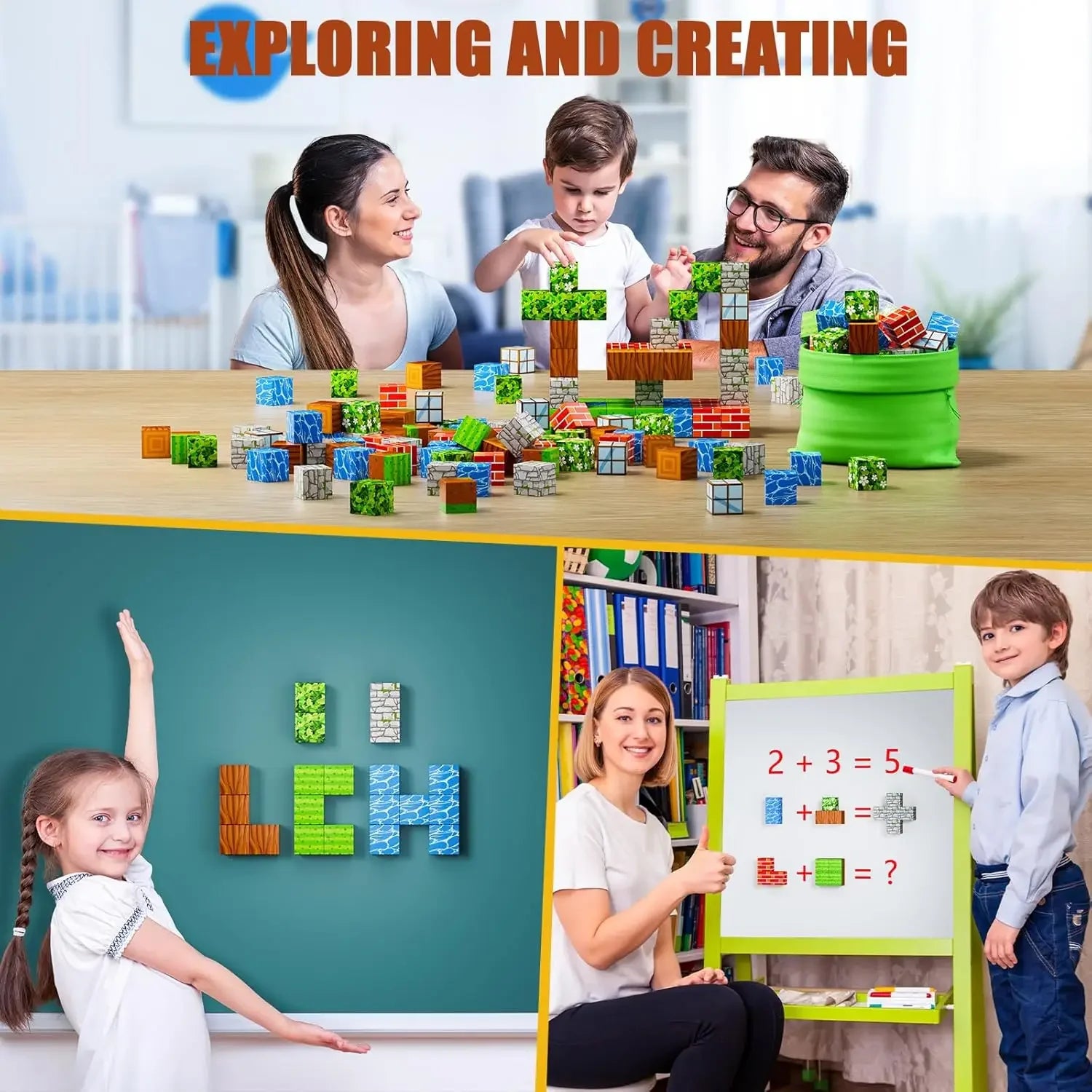Magnetic building blocks create a mining magnet world for boys and girls, magnetic structure magnetic puzzle set, Montessori sen