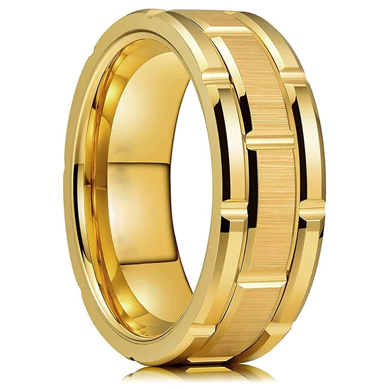 Fashion Stainless Steel Rings for Men Jewelry Accessories Anniversary Gift Trendy Double Groove Watch Band Shape Brushed Rings