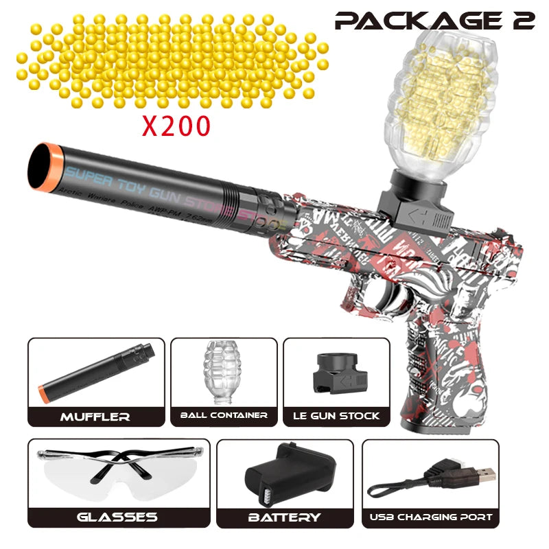 G18.Electric Gel Ball Blaster Toy Gun, High-Speed Rechargeable, Summer Outdoor Fun, Family Pool/BBQ Games