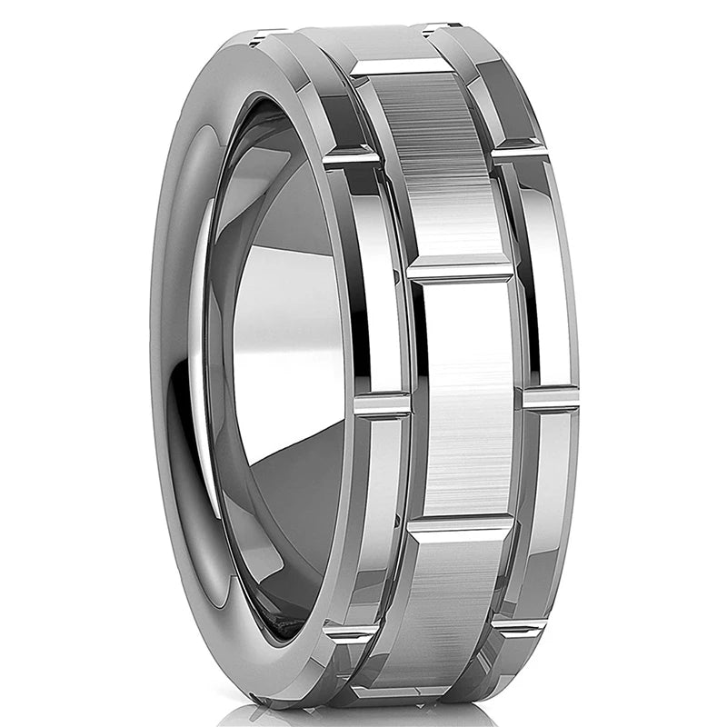 Fashion Stainless Steel Rings for Men Jewelry Accessories Anniversary Gift Trendy Double Groove Watch Band Shape Brushed Rings