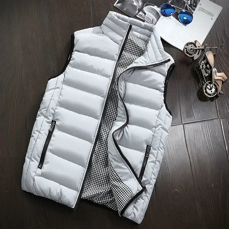 New Autumn Casual Sleeveless Vest Men Jacket Fashion Warm Windproof Cotton Coat Male Winter High Quality Clothing Men Waistcoat