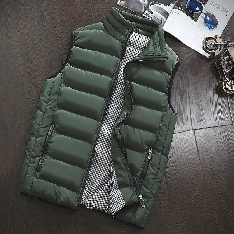 New Autumn Casual Sleeveless Vest Men Jacket Fashion Warm Windproof Cotton Coat Male Winter High Quality Clothing Men Waistcoat