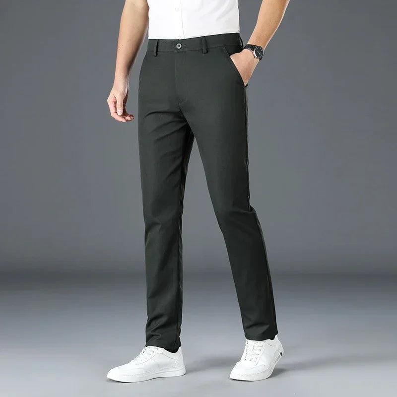 2024 Spring Autumn Men's Casual Pants Man Slim Fit Chinos Fashion Trousers Male Formal Trousers Brand Clothing Plus Size 30-40