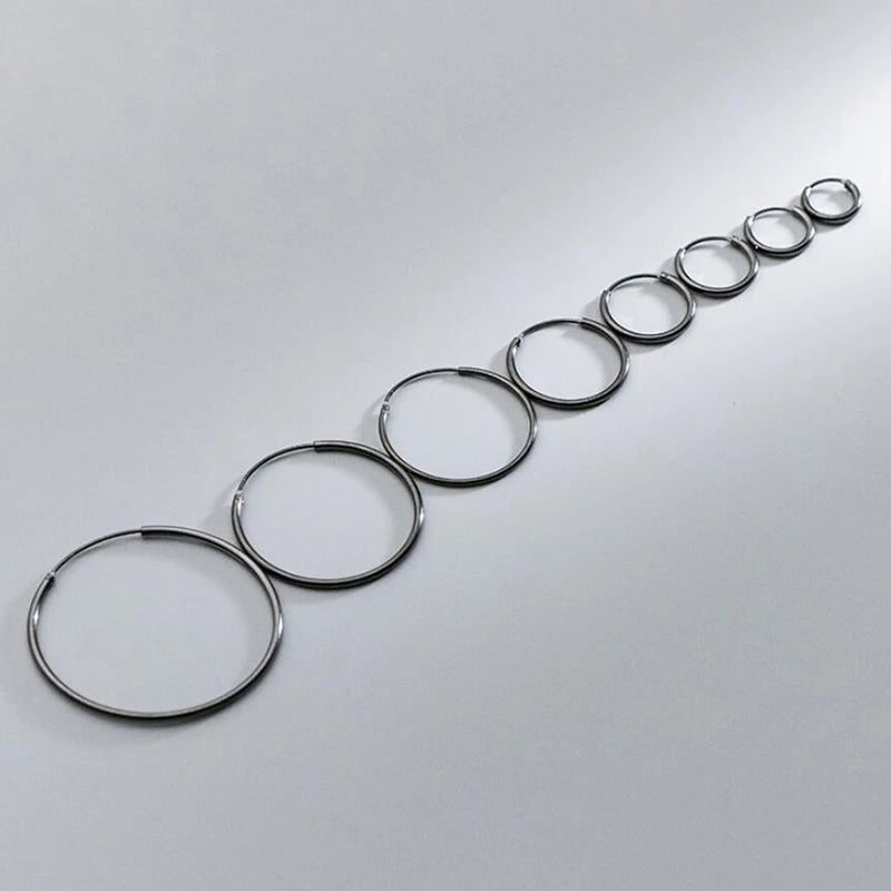 Real 925 Sterling Silver 1.2/1.5mm Wire Diameter Large Round Hoop Earrings for Women Classic Fine Jewelry Minimalist Accessories