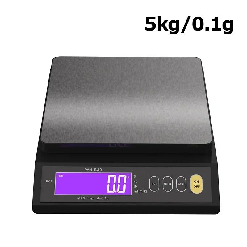 Digital Electronic Kitchen Scale 5kg/0.1g 10kg/1g Stainless Steel Rechargeable High Accurate  Auto Power Off Unit Conversion