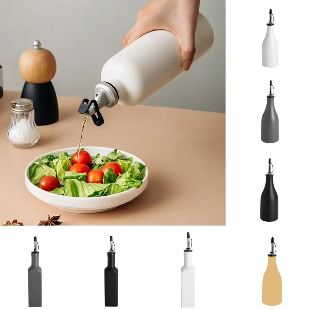Reduce Oxidation Ceramic Olive Oil Dispenser Bottle Empty Modern Design Opaque Oil Cruet with Label Stickers Leak-proof