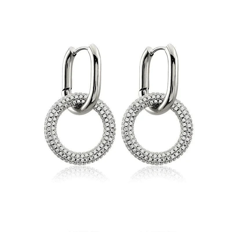 316L Stainless Steel Paperclip Links Bracelets With Cubic Zirconia T Toggle Clasp Waterproof Wristband Punk Hip Hop Jewelry