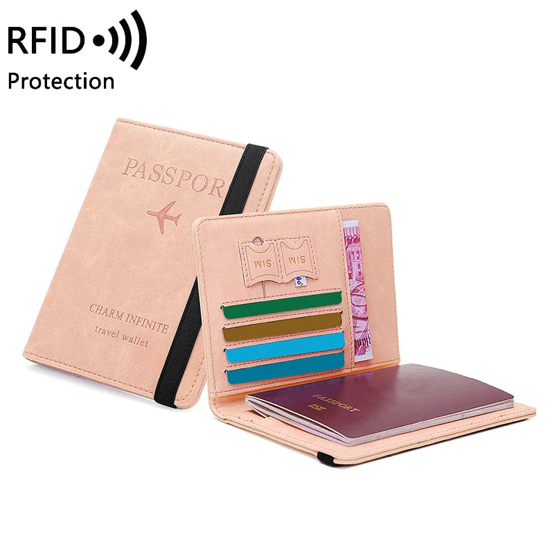 RFID anti-theft brush passport bag ticket document storage bag simple fashion card bag multi-functional travel passport holder
