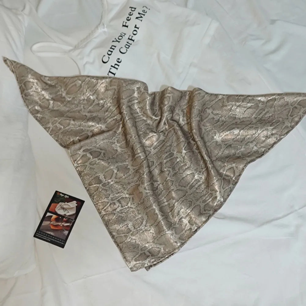 Fashion Y2K Snake Print Hair Scarf Soft Square Serpentine Hair Band Hip Hop Turban Snake Punk Bandana Girls