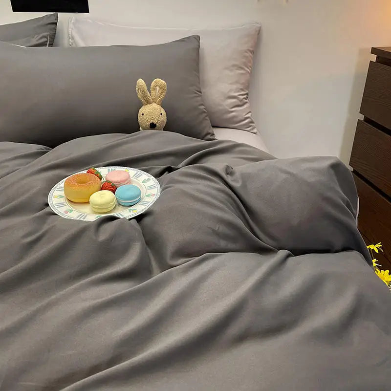 Bonenjoy 1 pc housse de couette  Dark Gray Color Duvet Cover Double Size funda nordica cama 150 Queen/King Size Bed Cover