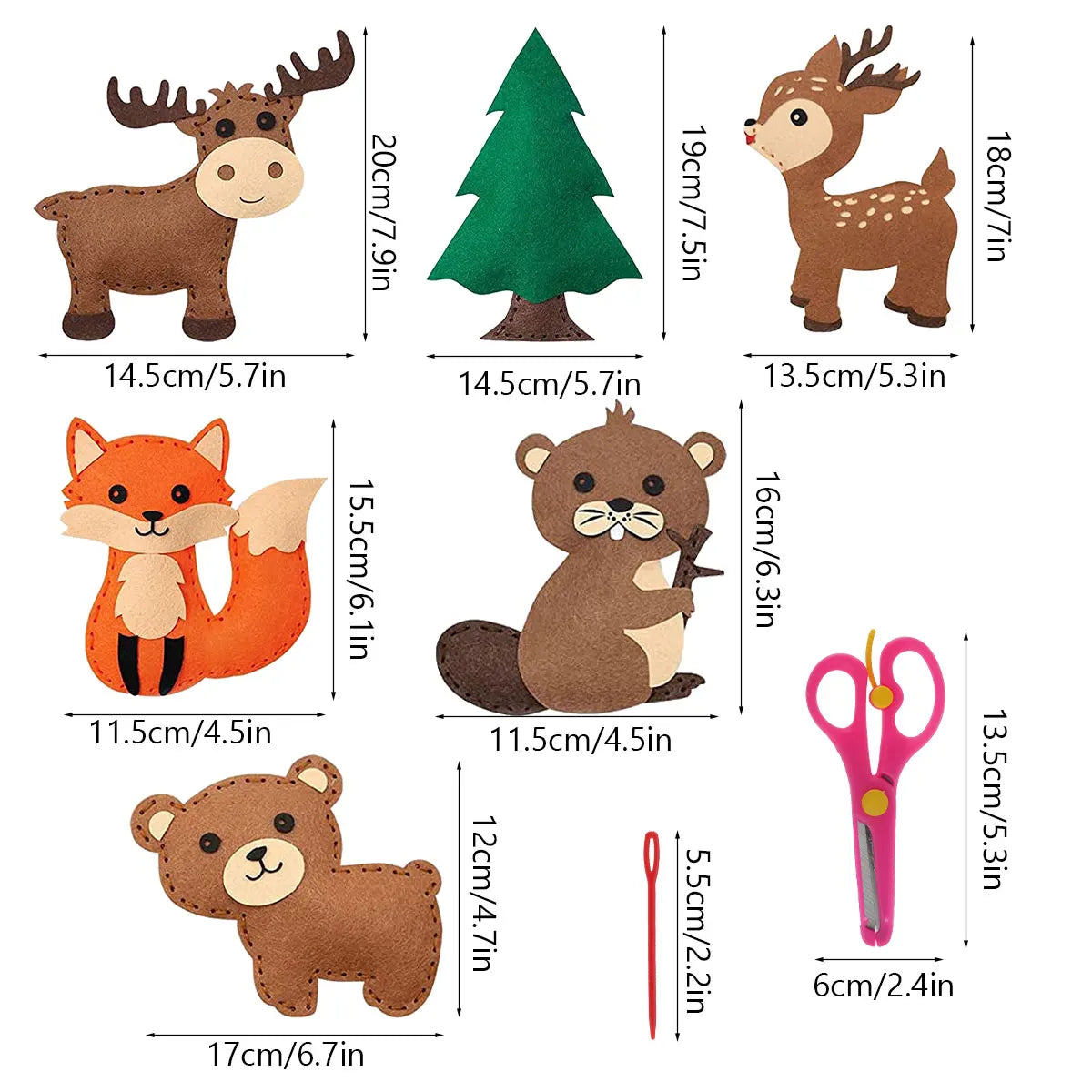 DIY Sewing Animals Craft Kit Forest Creatures DIY Sewing Felt Ocean Animals Mermaid For Kids Beginners Sew Art Christmas Gifts