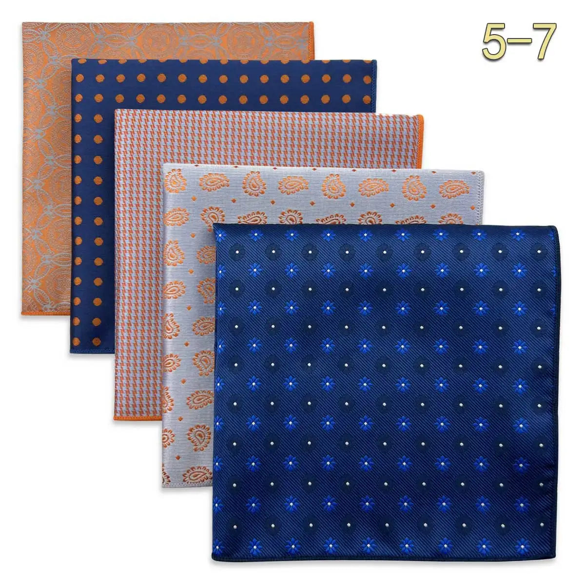 5 Pieces Colorful Assorted Mens Pocket Square Classic Handkerchief Set Gift