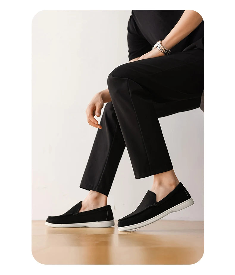 Men's Casual Shoes Suede Leather Loafers Classic British Style Men Shoes Lightweight Soft Moccasins Male Slip on Driving Flats