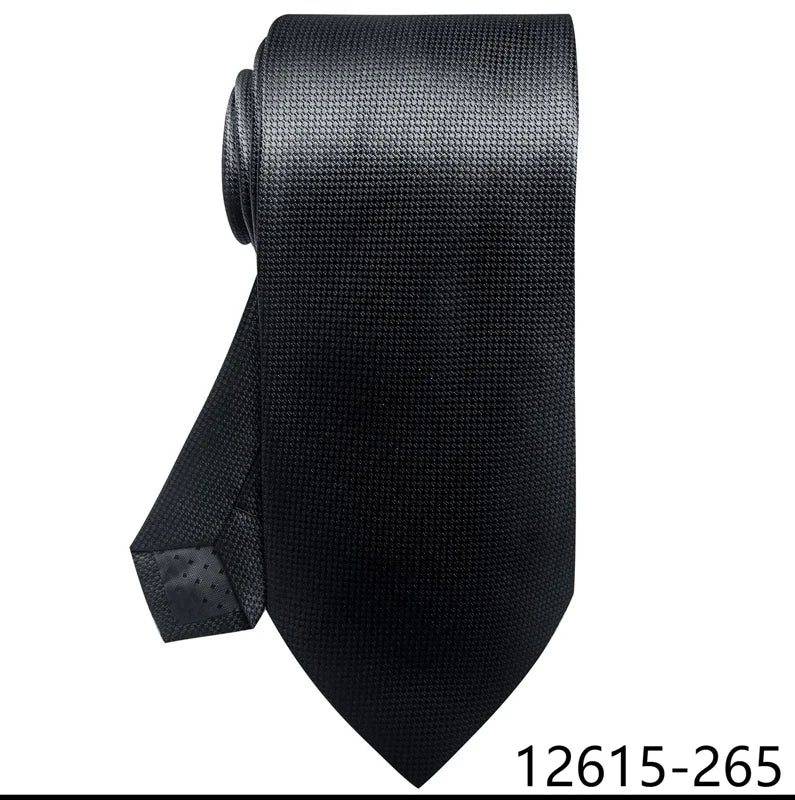 Top Grade Classic 8 cm Silk Tie Black Solid Gravatas For Men Suit Accessories Fit Wedding Workplace Birthday Gift