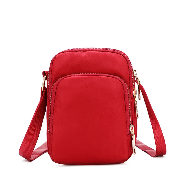 Mobile Phone Crossbody Bags for Women Fashion Ladies Shoulder Bag 3 Layer Waterproof Oxford Small Cell Phone Purse Wallet