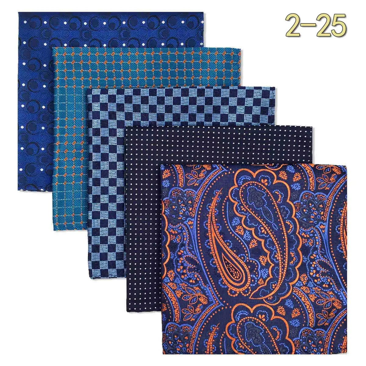 5 Pieces Colorful Assorted Mens Pocket Square Classic Handkerchief Set Gift