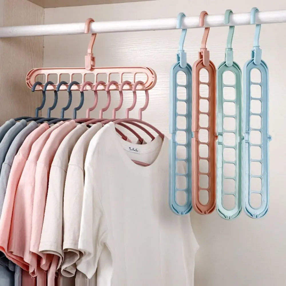 9-Hole Wardrobe Storage Rack Folding Anti-slip Clothes Drying Rack 360 Degree Rotation Multifunctional Foldable Clothes Hanger