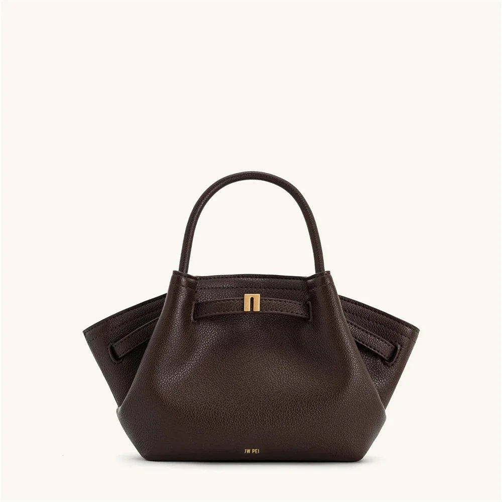 JW PEI 2025New Women's Canvas Brown Crossbody Shoulder Bag Mini Vegan Leather Tote Bag Handbag Dumpling Bag High Quality Leather