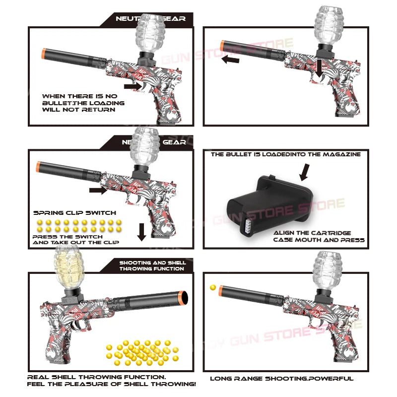 G18.Electric Gel Ball Blaster Toy Gun, High-Speed Rechargeable, Summer Outdoor Fun, Family Pool/BBQ Games