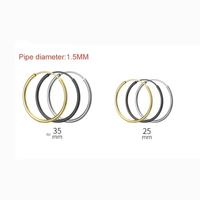 Real 925 Sterling Silver 1.2/1.5mm Wire Diameter Large Round Hoop Earrings for Women Classic Fine Jewelry Minimalist Accessories