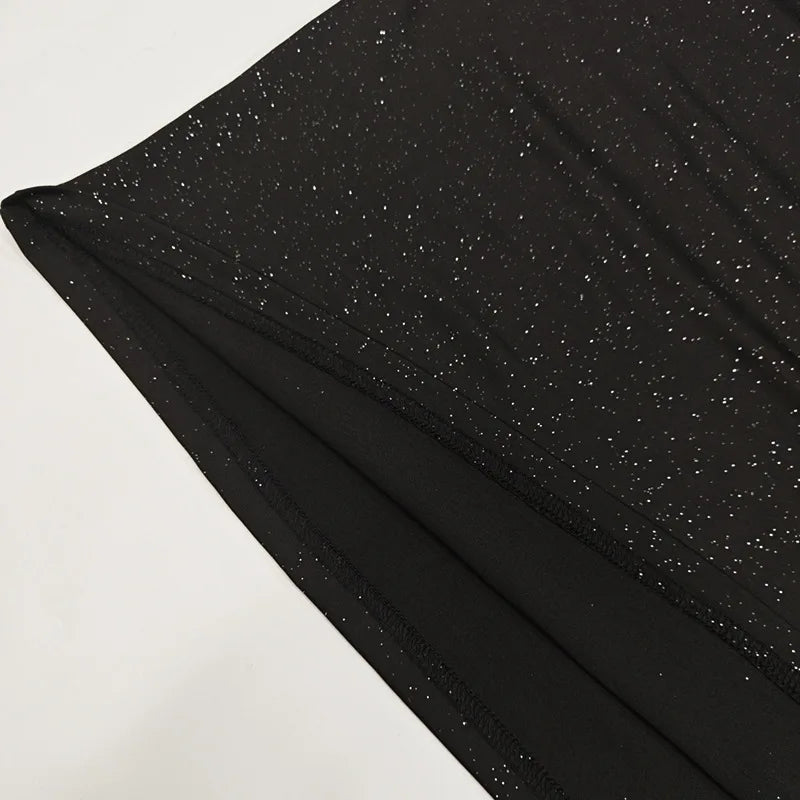 Elegant Long Sleeved One Shoudle Shiny Pleated Bodycon Party Evening Dress Women Spring New 2025 Tight Sexy Prom Vestidos