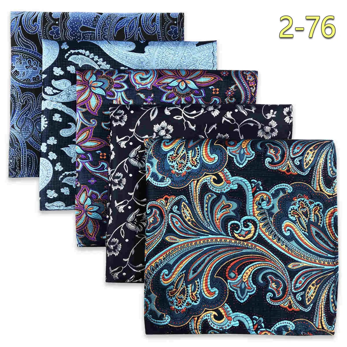 5 Pieces Colorful Assorted Mens Pocket Square Classic Handkerchief Set Gift