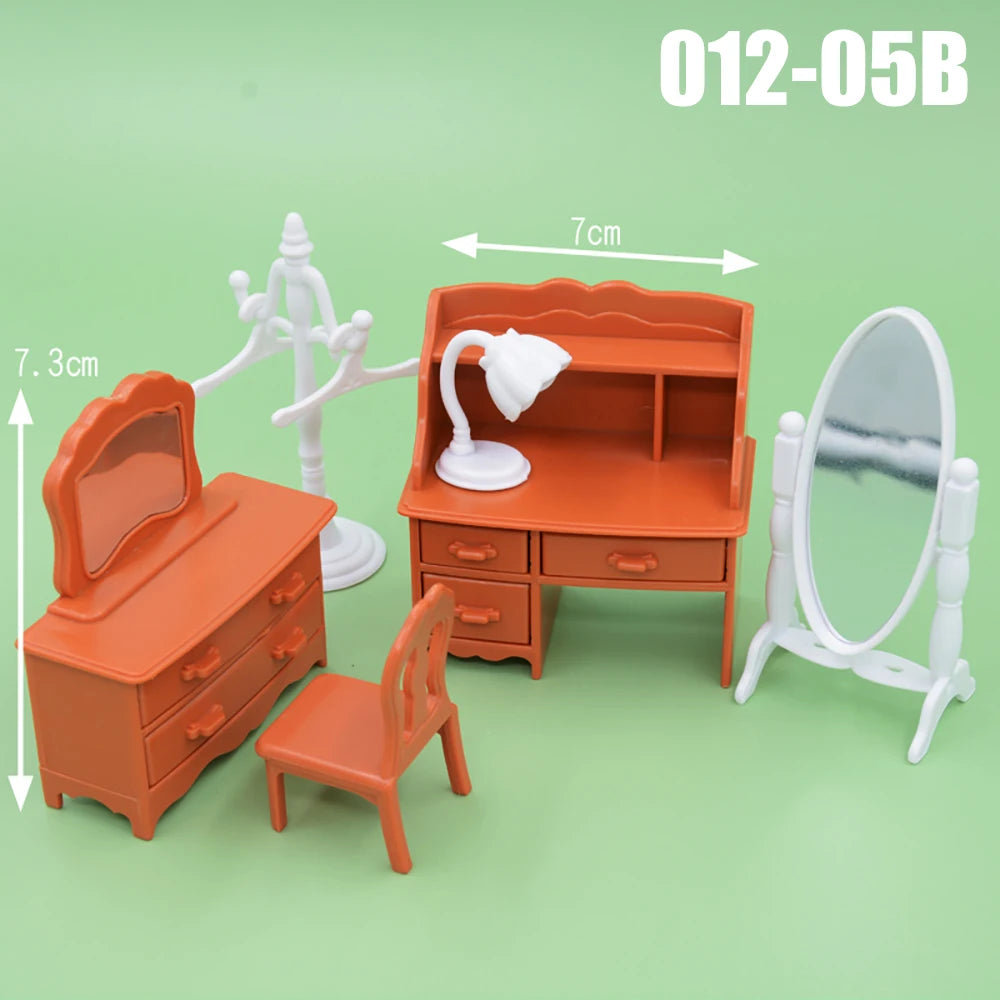 Dollhouse Furniture Kitchen Play Set Miniature Refrigerator 1:12 Mini Food Living Room Sofa Set Pretend Play  Accessores Toy