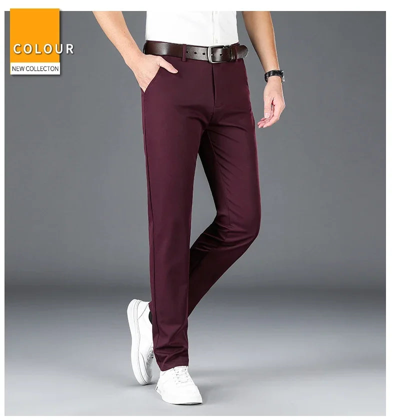 2024 Spring Autumn Men's Casual Pants Man Slim Fit Chinos Fashion Trousers Male Formal Trousers Brand Clothing Plus Size 30-40