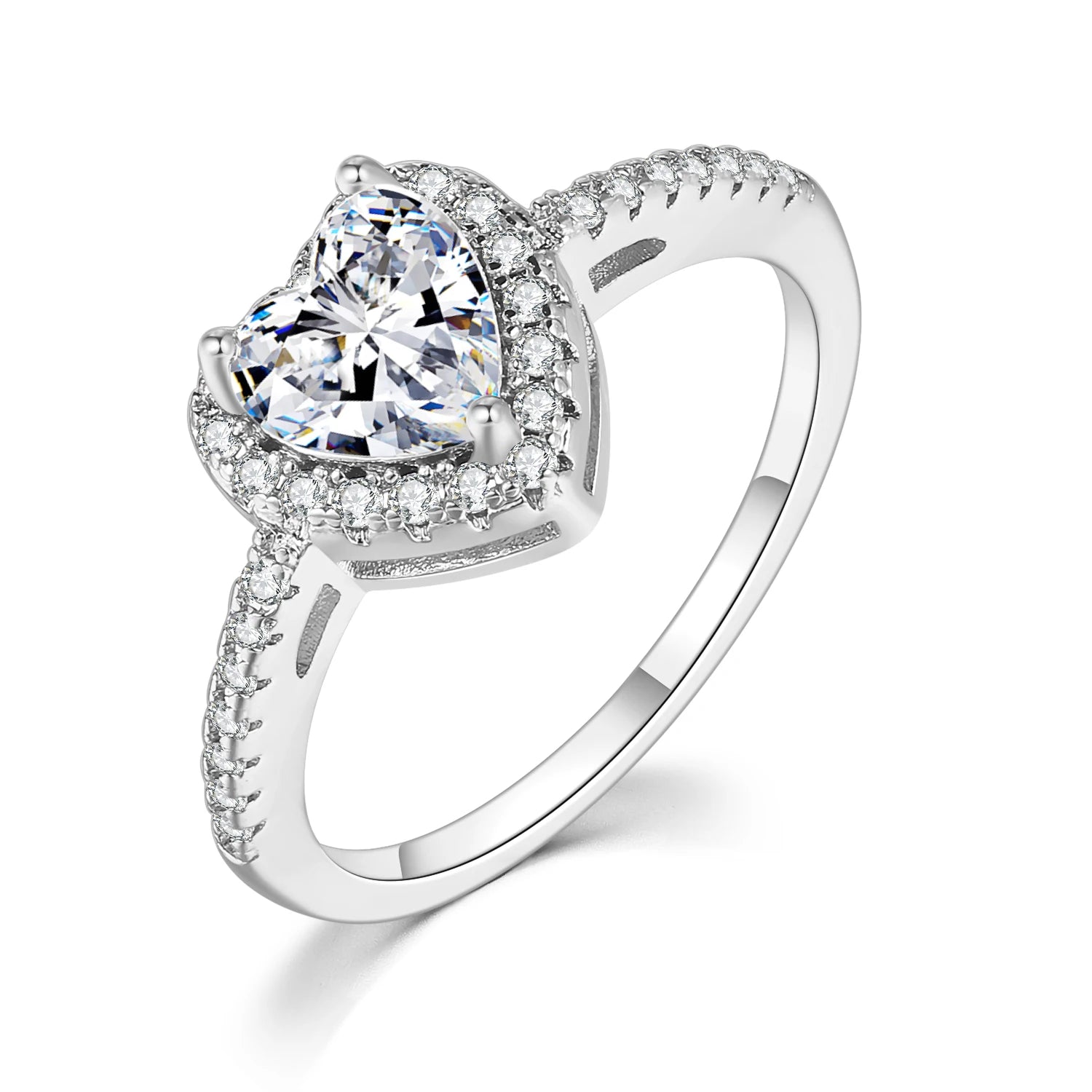 Adjustable Solitaire Rings for Women Bridal Classic Silver Color AAA+Cubic Zirconia Wedding Engagement Marriage Ring Jewelry