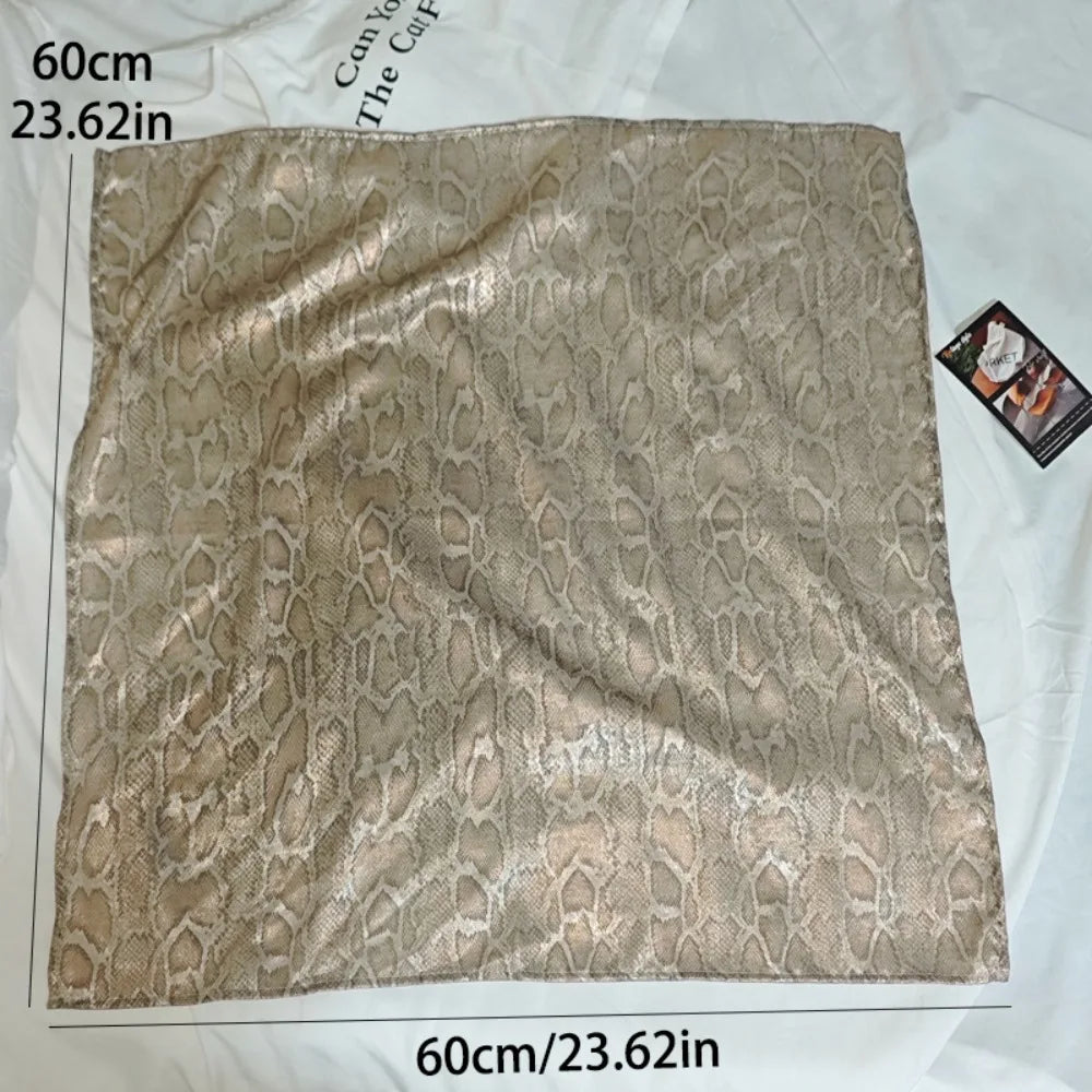 Fashion Y2K Snake Print Hair Scarf Soft Square Serpentine Hair Band Hip Hop Turban Snake Punk Bandana Girls