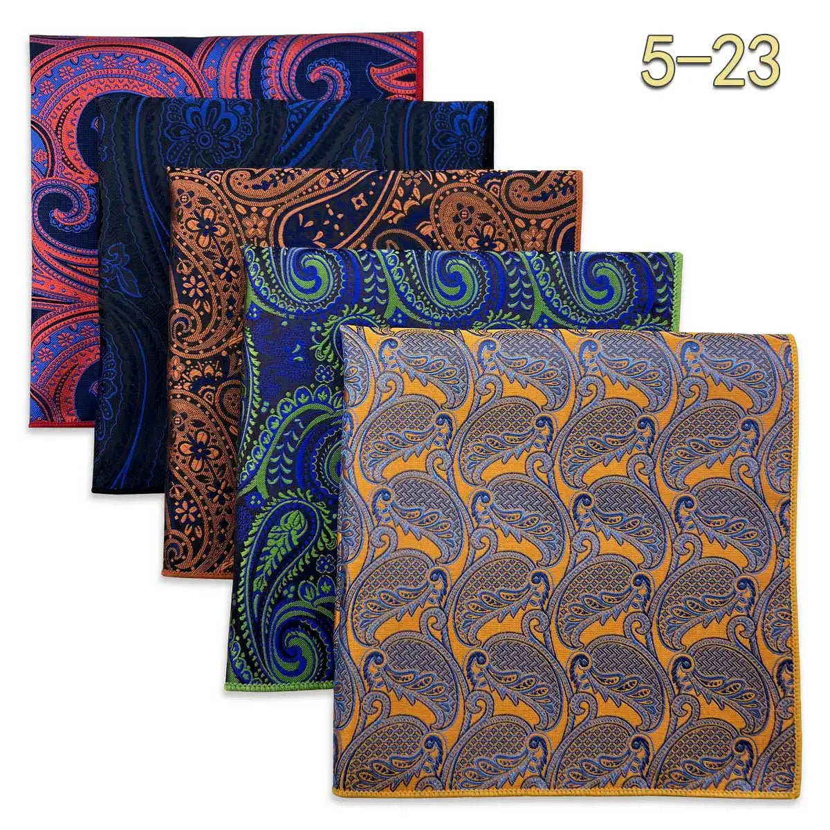5 Pieces Colorful Assorted Mens Pocket Square Classic Handkerchief Set Gift