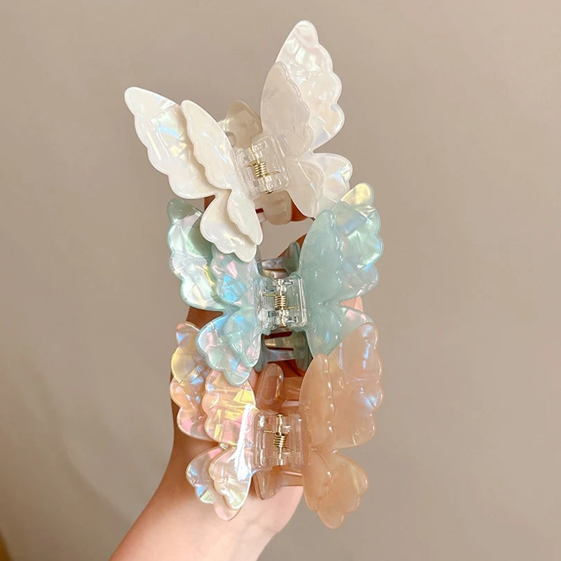 AWAYTR Fairy Butterfly Hair Claw Acetate Crab Hair Clip Sweet Princess Shark Clip for Women Girl Hairpin Hair Accessories