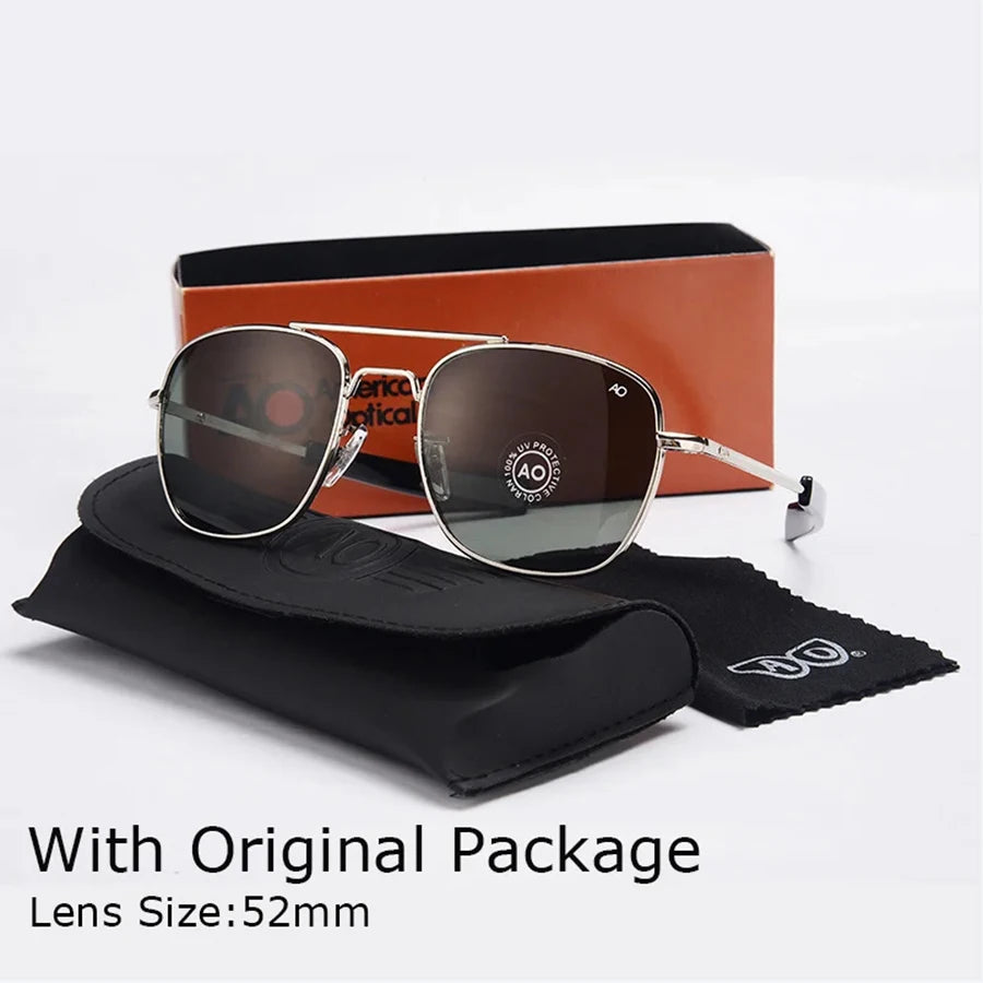 Fashion Classical Aviation Sunglasses Men AO Sun Glasses For Male American Army Military Glass Lens Oculos