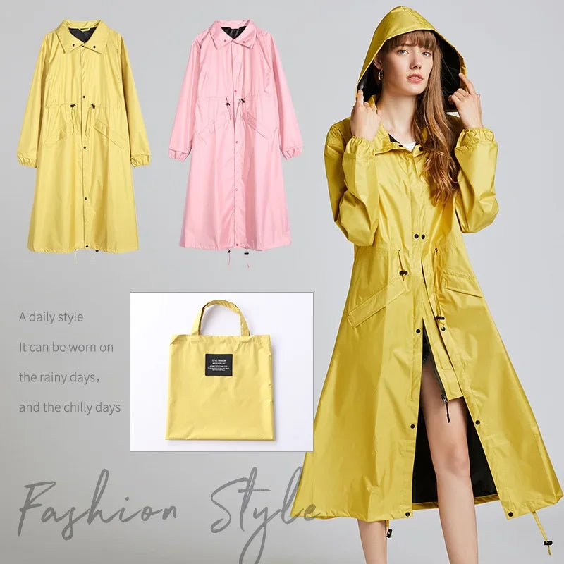 Women's Fashion Raincoat Waterproof Rain Poncho Cloak with Hood for Hiking Climbing and Touring