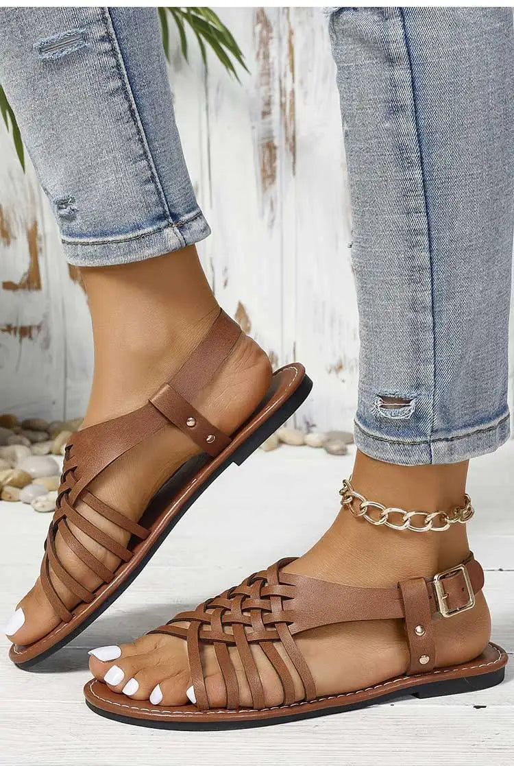 Women's Sandals 2025 Summer Sandals Shoes Woman Flat Sandalias De Mujer Casual Beach Shoes Summer Footwear Female Flats Sandals