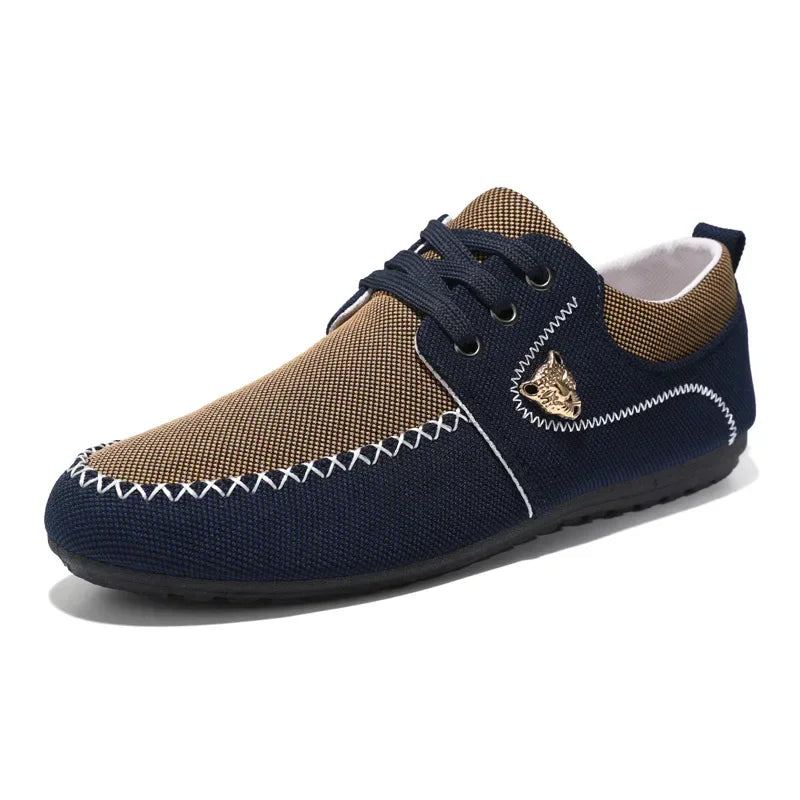 Mens Loafers Slip on Casual Shoes for Male 2024 New Breathable Canvas Driving Flats Comfortable Mocassins Non Slip Plus Size