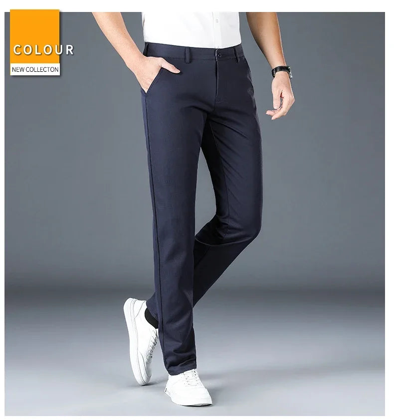 2024 Spring Autumn Men's Casual Pants Man Slim Fit Chinos Fashion Trousers Male Formal Trousers Brand Clothing Plus Size 30-40