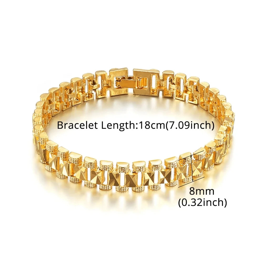Male Bracelet Women Jewelry 12MM Pulseira Masculine Trendy Gold Color Chunky Chain Link Bracelet Wholesale Bileklik For Man P166