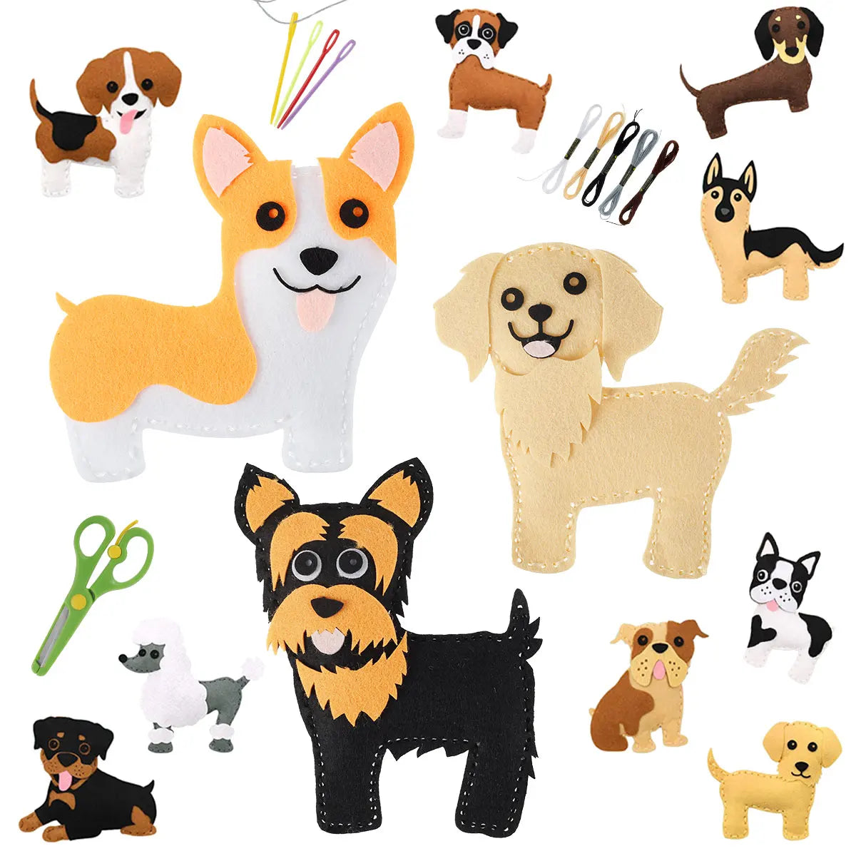 DIY Sewing Animals Craft Kit Forest Creatures DIY Sewing Felt Ocean Animals Mermaid For Kids Beginners Sew Art Christmas Gifts