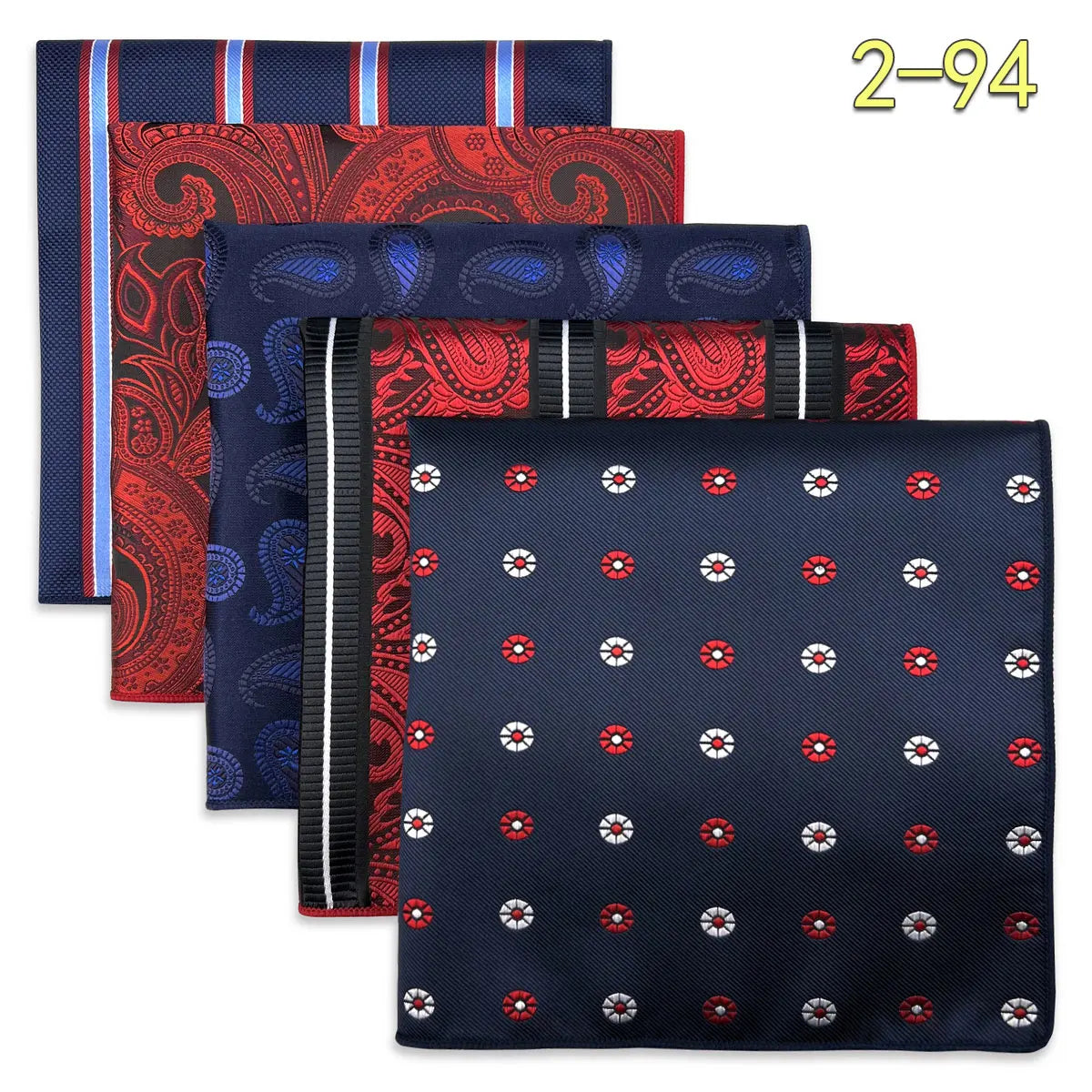 5 Pieces Colorful Assorted Mens Pocket Square Classic Handkerchief Set Gift