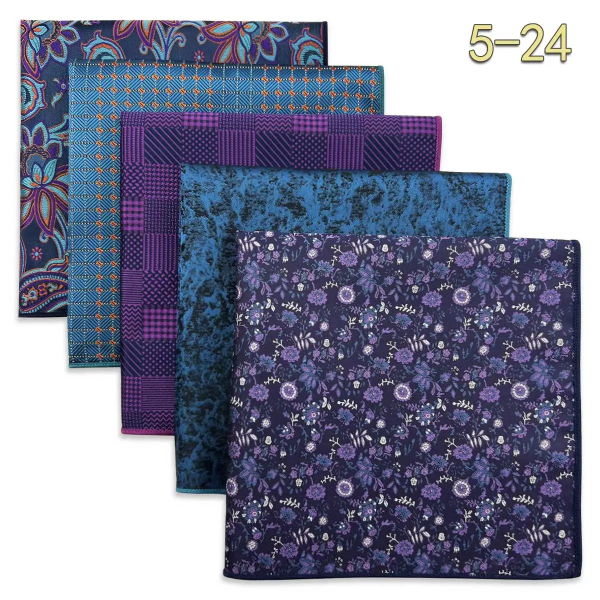 5 Pieces Colorful Assorted Mens Pocket Square Classic Handkerchief Set Gift