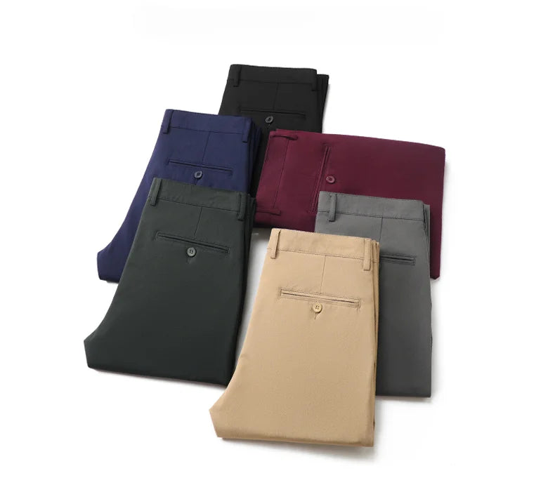 2024 Spring Autumn Men's Casual Pants Man Slim Fit Chinos Fashion Trousers Male Formal Trousers Brand Clothing Plus Size 30-40