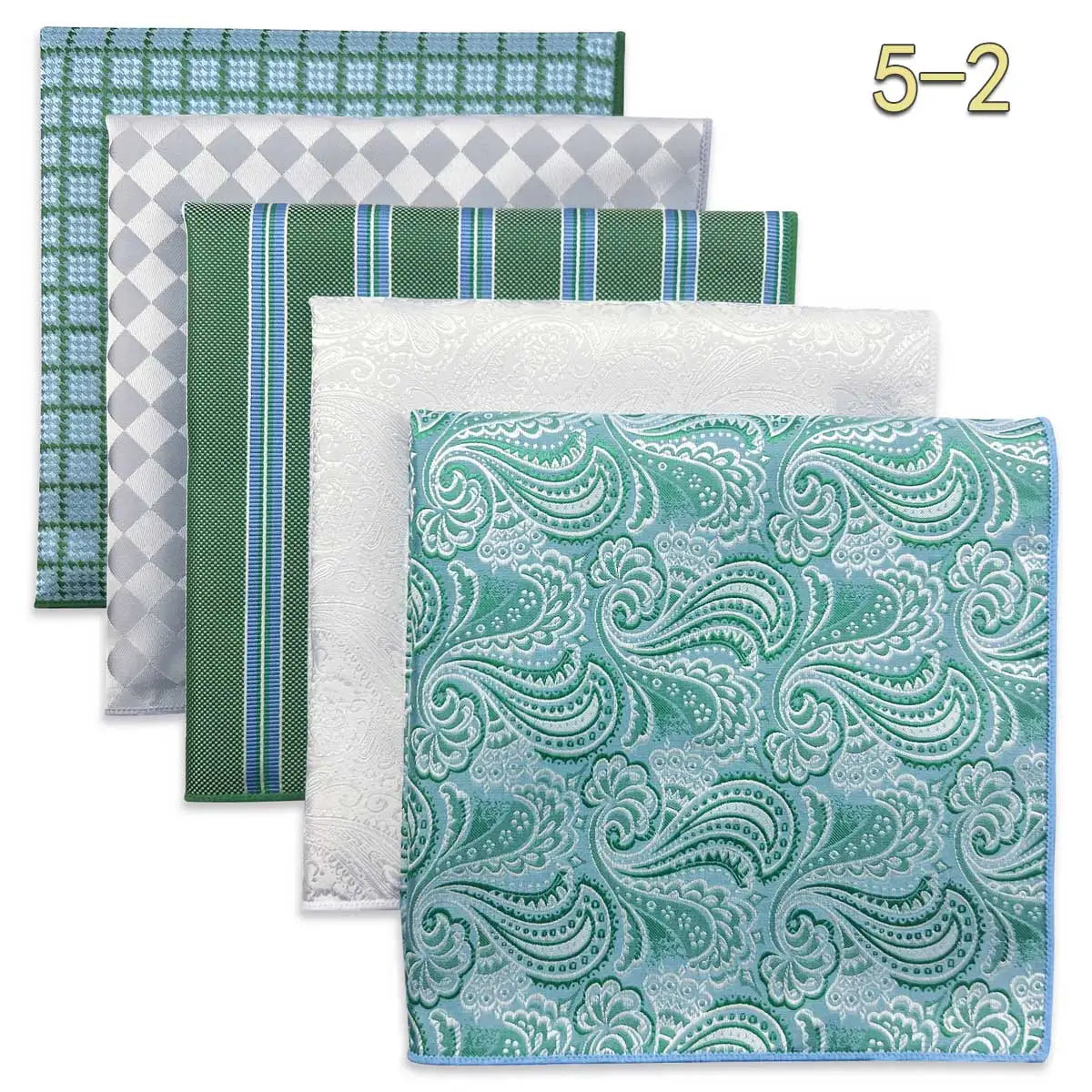 5 Pieces Colorful Assorted Mens Pocket Square Classic Handkerchief Set Gift