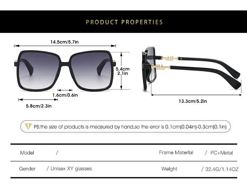 New Oversized Rectangle Sunglasses Women's Fashion Square Sun Glasses Men's Classic Vintage Eyewear UV400 Oculos De Sol