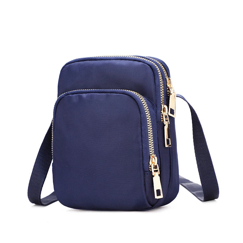 Mobile Phone Crossbody Bags for Women Fashion Ladies Shoulder Bag 3 Layer Waterproof Oxford Small Cell Phone Purse Wallet
